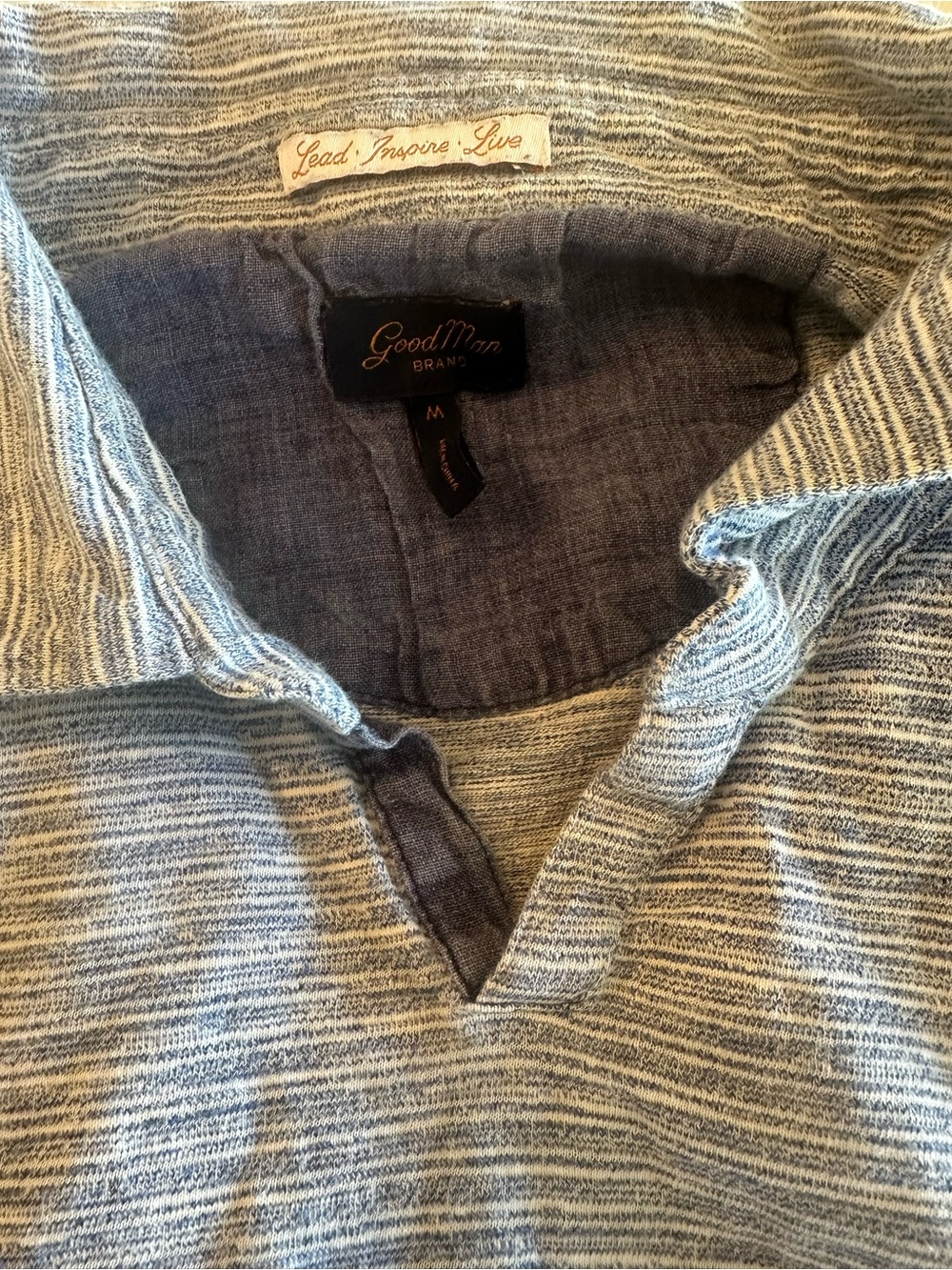 Good Man Brand Blue and White Striped Polo